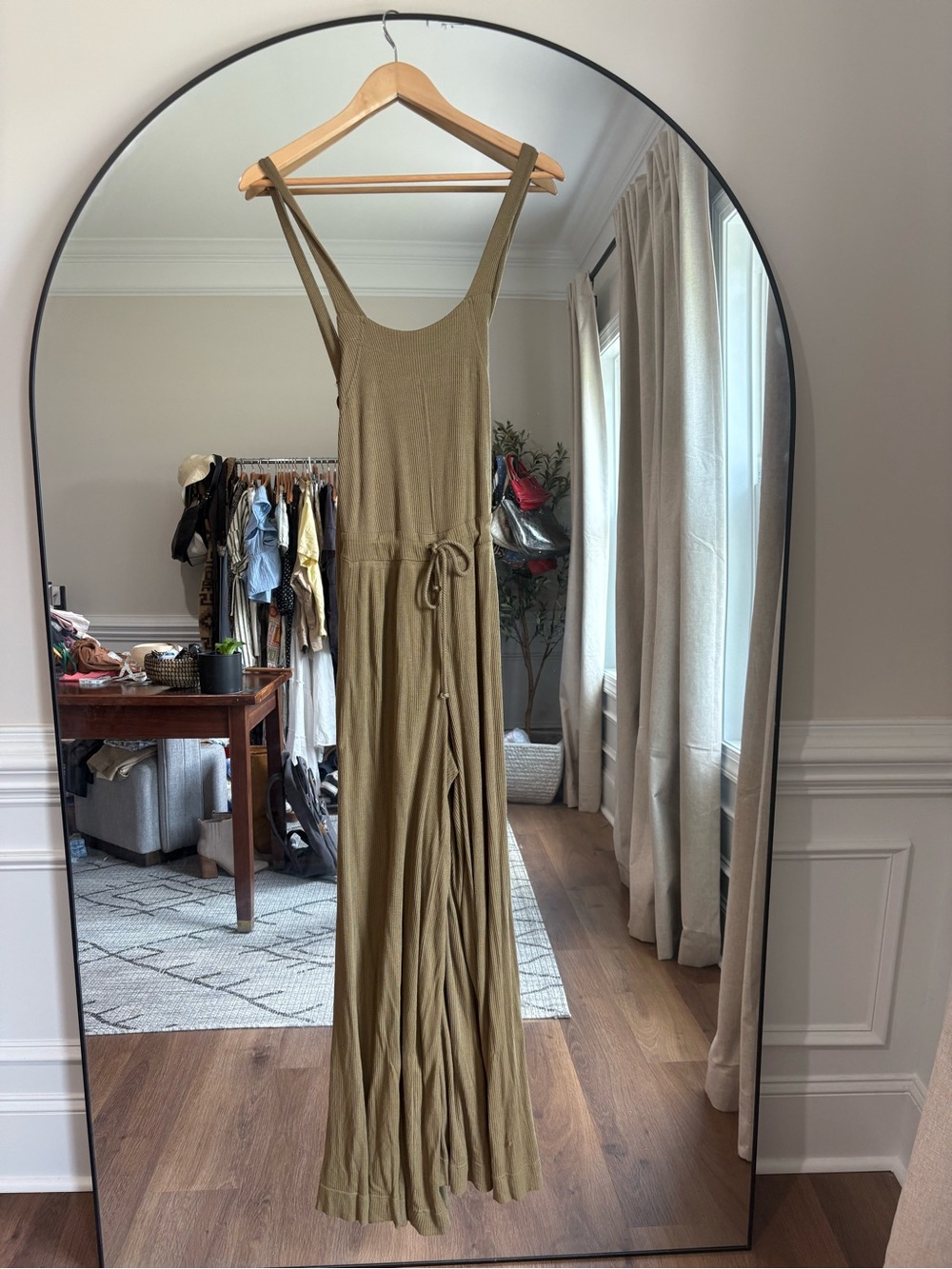 Free people  Tie-Waist Maxi romper in Olive